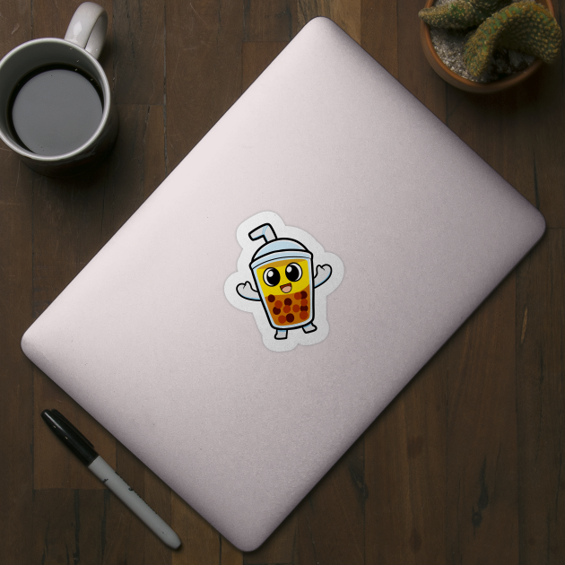 Cartoon Happy Boba Milktea Lover Kawai by Irlustra Studio